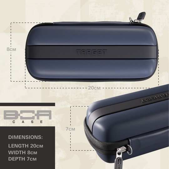 Estuche para dardos Target BOA Dargestellt ist das Target BOA Dartcase in Navy und Dunkelgrau aus einer anderen Perspektive. Es dient zur sicheren Aufbewahrung von Dartzubehör.