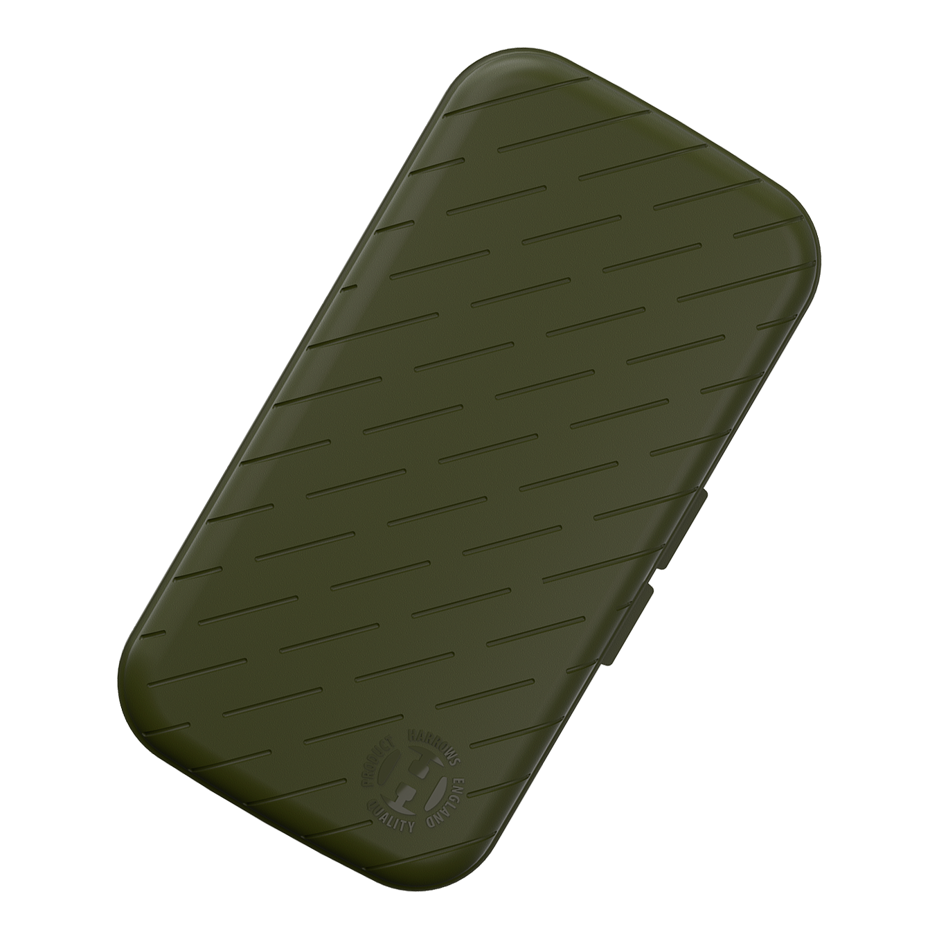 Estuche para dardos Harrows Slimcase Eine Darttasche mit unifarbener Textur wird auf weißem Hintergrund präsentiert. Die Tasche hat eine längliche Form.